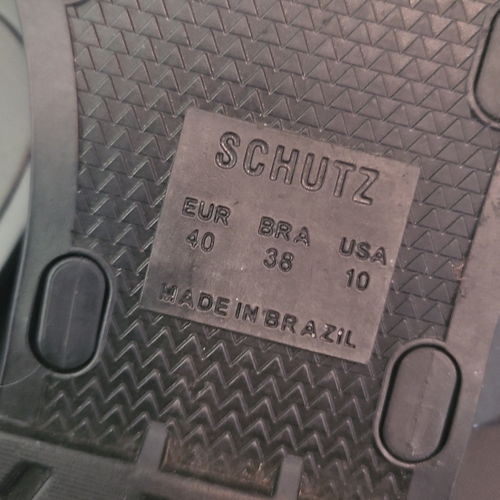 SCHUTZ Black Glossy Rubber Slide Sandals - Picture 3 of 3